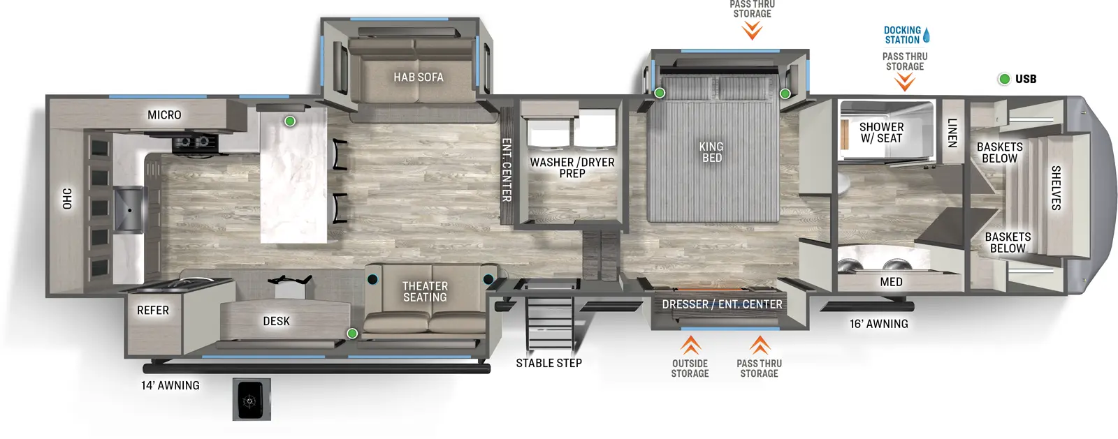 Sandpiper Fifth Wheels 3800RK Floorplan